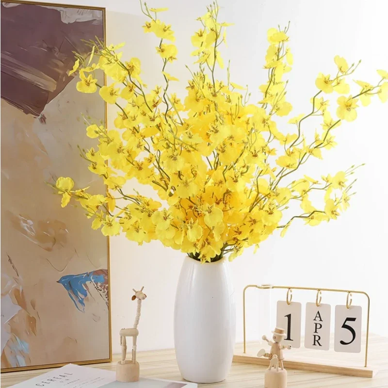 96CM High-quality Artificial Dancing Lady Orchid Fake Flower Arrangement Bouquet for Home Living Room Dining Table Decoration