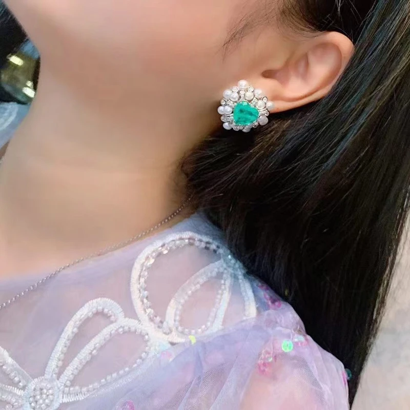 Natural Fresh Water Pearl Necklace and Earring Sets for Women Fine Jewelry 925 Sterling Silver with Zircon Elegant Female Gift
