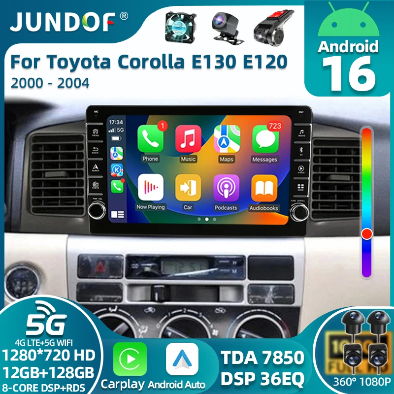 

Android 15 для Toyota Corolla E130 E120 2000-2006, автомобильный радиоприемник, мультимедийный плеер, навигация, GPS, беспроводной Carplay 2din, стерео DVD