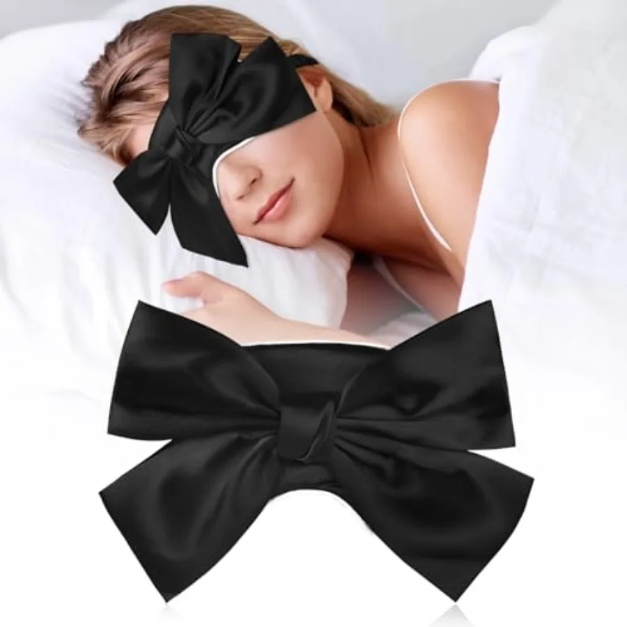 

Sleep Mask Adjustable Silk out Eye Mask with Bowknot Princess Style Perfect for Home Photography and Flights