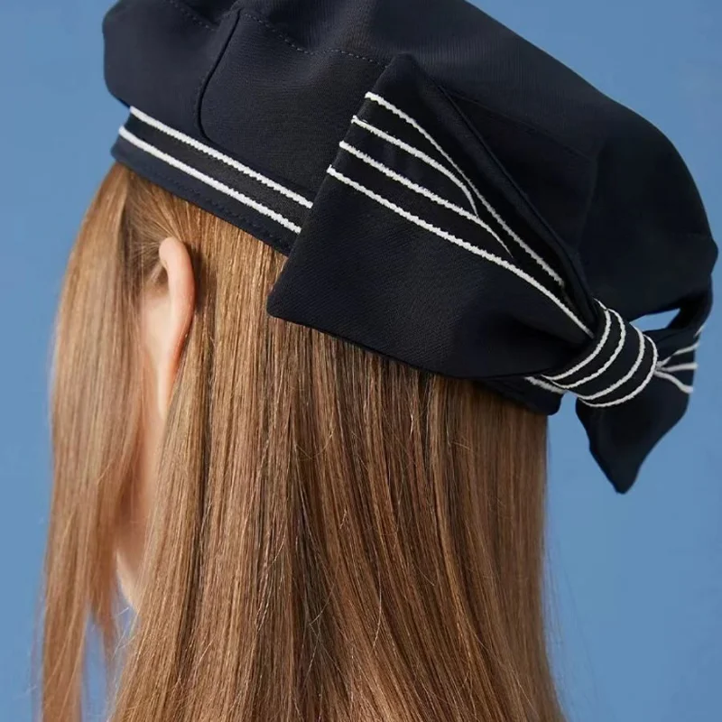 Japanese College Style Bow Berets for Women Spring and Summer Casual Sweet Cute Painter Cap Showing Face Small Jk Sailor Hat