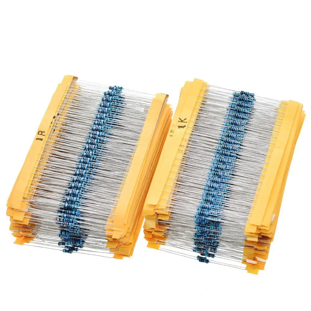 1460/600PCS 1/4W Metal Film Resistor Kit, 1% Tolerance 73 Values 10Ω-1MΩ with Color Code Sticker for Arduino/Electronics DIY