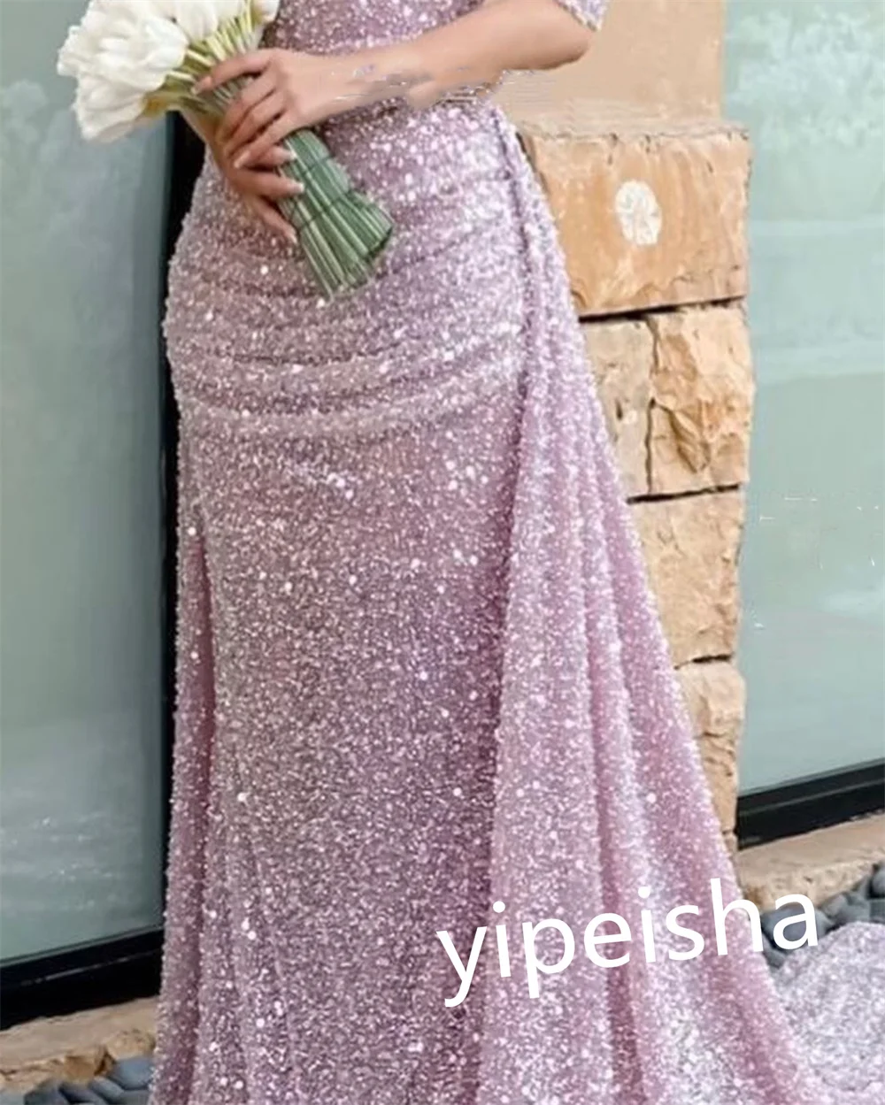 Customized 380Women Sparkle Off-the-shoulder A-line Evening Dress Formal Ocassion Gown Beading Satin Black Girl es 2023