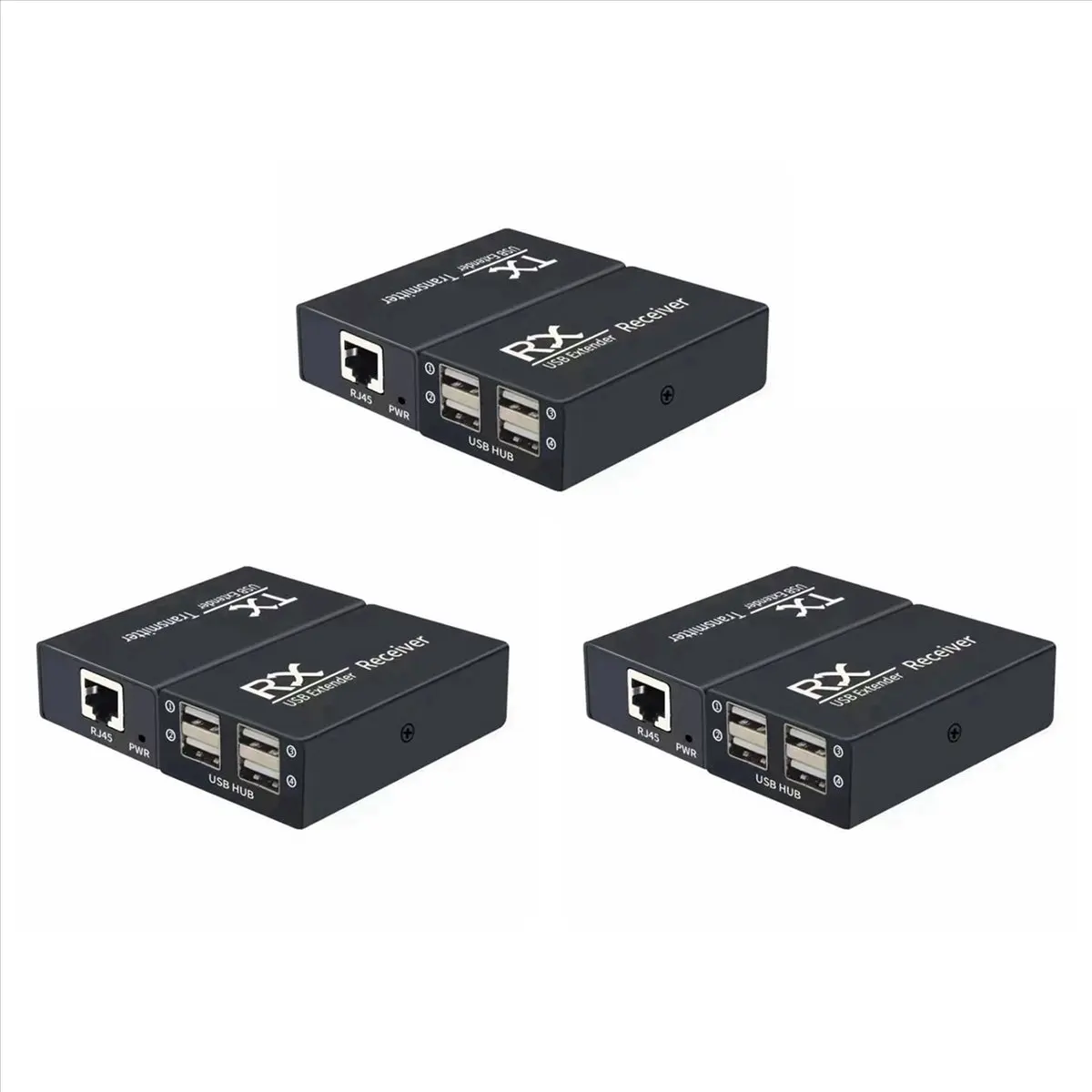 AABFK 3X 120M USB Extender 4 Port USB1.1 Hub Extender over RJ45 Ethernet USB UTP Extension Transmitter Receiver-US Plug