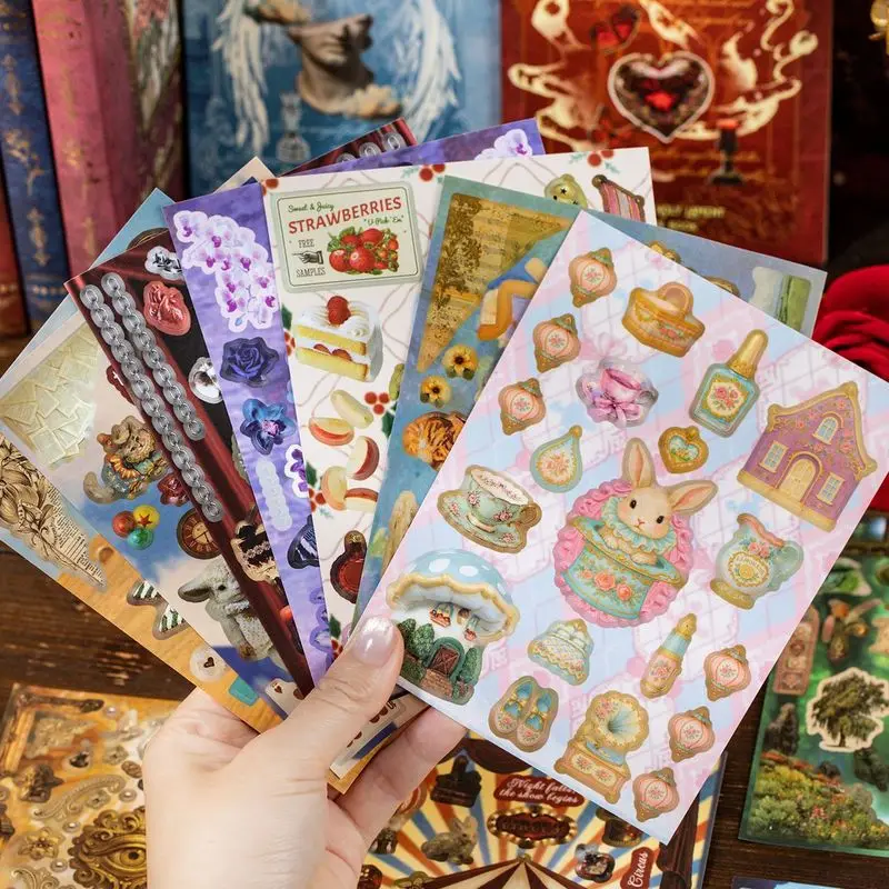 20Pcs Nocturne Lament Series Dark Fantasy Copperplate Paper Stickers Vintage Deco Decals for Journal Planner Scrapbook