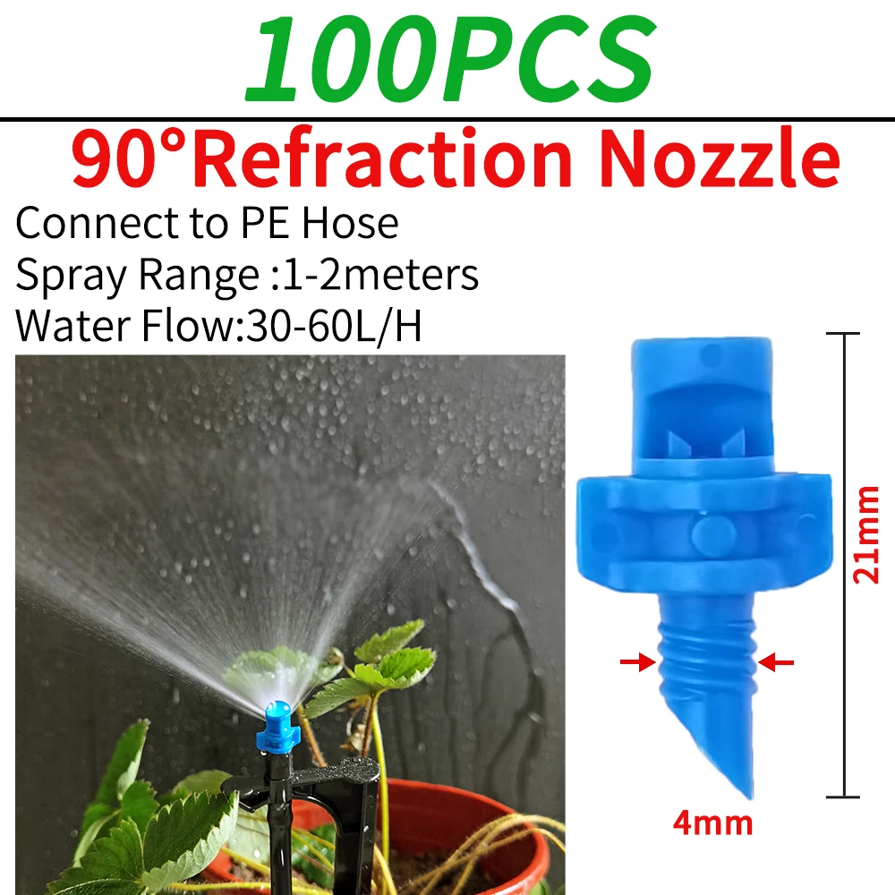 OASIS 100PCS 90/180/360 Degree Refraction Nozzle Garden Sprinkler Agriculture Irrigation Plant Spray Nozzle Misting for Flowers