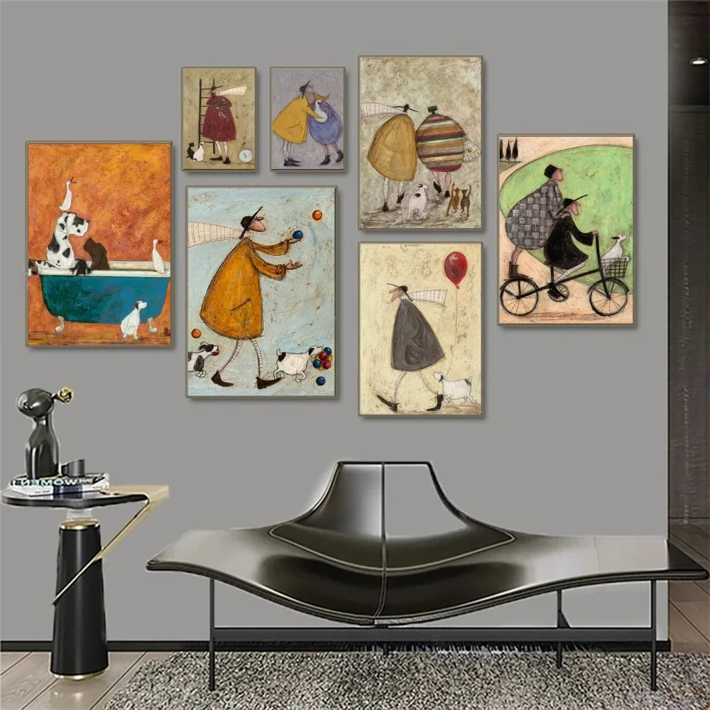 Sam T-Toft Selbstklebendes Kunstposter, wasserfester Papieraufkleber, Kaffeehaus, Bar, Zimmer, Wanddekoration