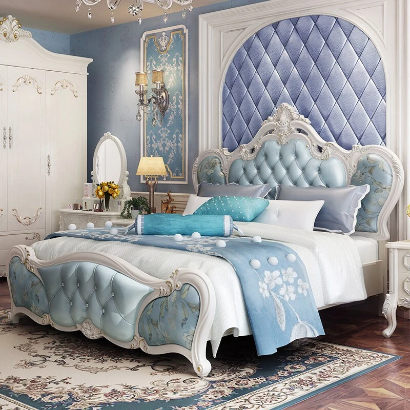 Double Frame Bed Princess Headboard European Simple Bed 180x200cm Luxury Upholstery Letto Matrimoniale Salon Home Furniture