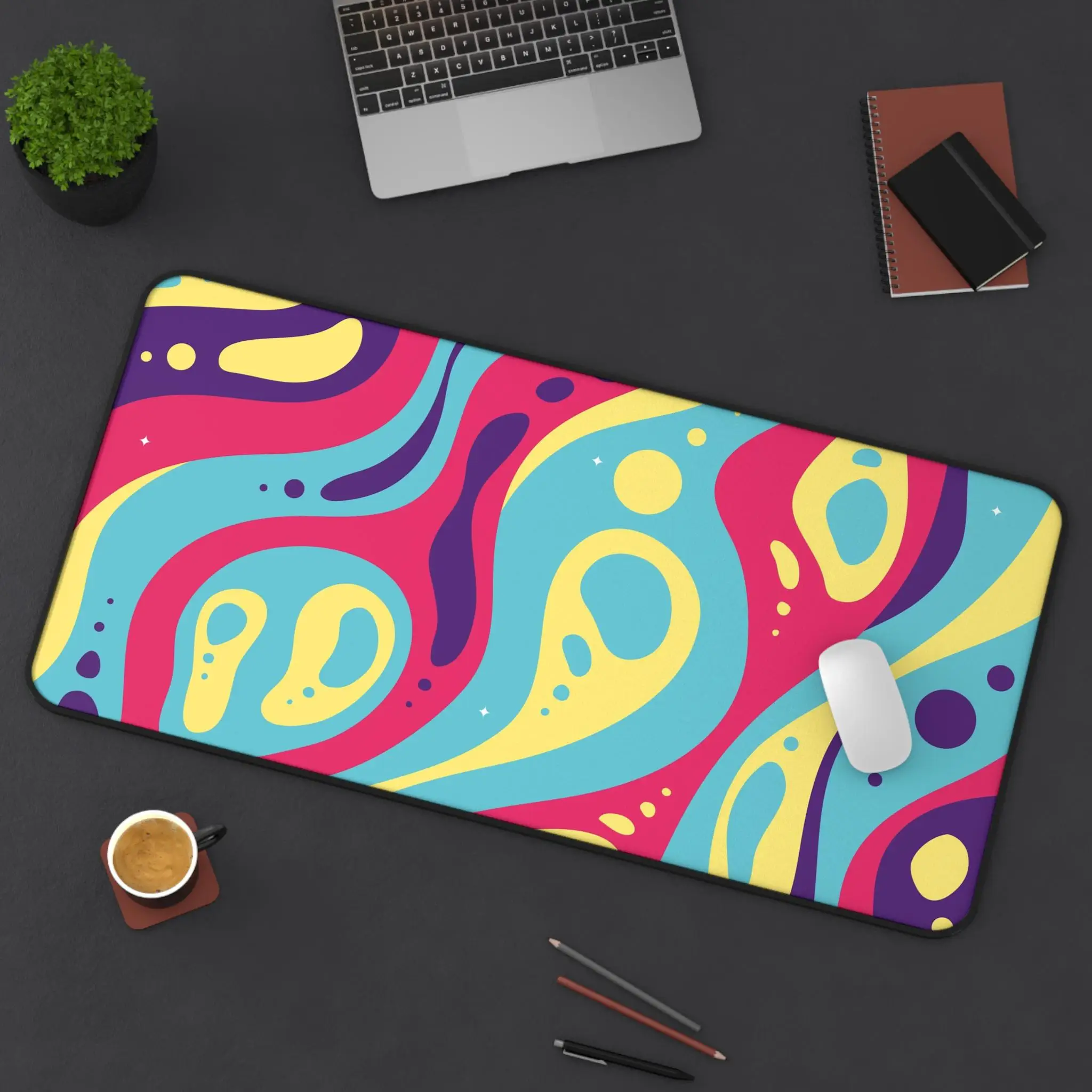 

Psychedelic Style Deskmat, Cool Mousepad,Bohemian Office Decor, Hippie Computer Mat, Vintage Desktop Accessories Kawaii Desk Pad