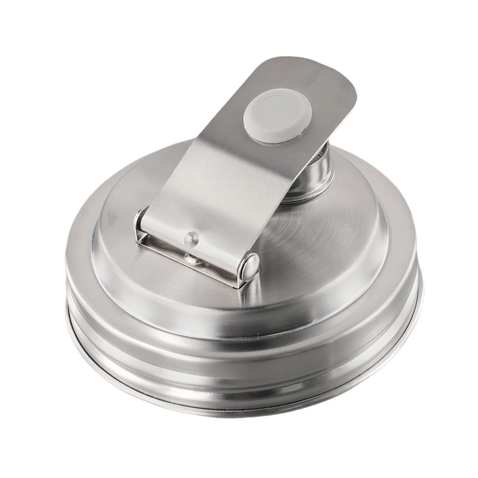 1pc Stainless Steel Wide Mouth Pour Spout Lid With Handle Leak Proof Lock-in-place Flip Cap Home Kitchen Tools Accessories