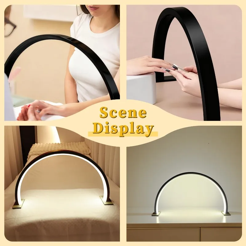 A34R U-Shaped LED Manicure Desk Lamp In Aluminum Plastic- Tri-Color Dimmable, Beauty Salon Light For Nail, Tattoo, Crafting