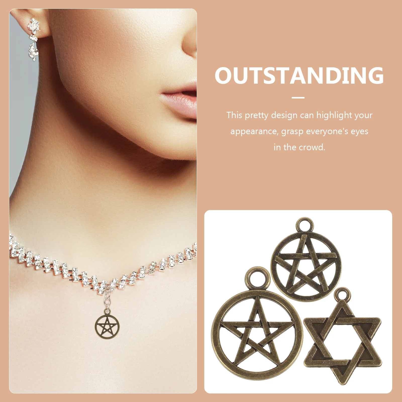 

30Pcs Hanukkah Pentacle Pendant Jewelry Making Charms for Necklace DIY Craft Clavicle Chain Decor Creative Metal Star Pendants