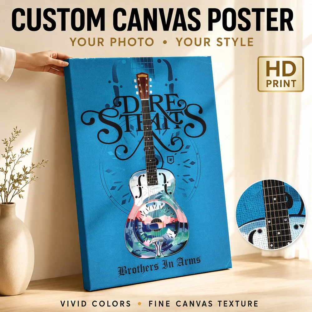Dire Straits Brothers In Arms Canvas Print Customized Photo Detailed Illustration Wall Art For Home Studio, Music Lover Gift