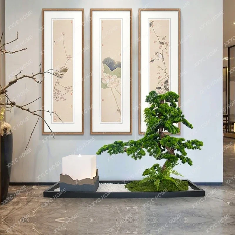 Staircase flow landscaping simulation green plant landscape indoor entrance balcony bionic plant arrangement