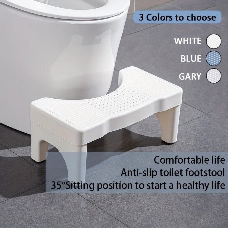 1 piece heavy-duty 7-inch portable adult toilet stool - available in 3 colors (white/blue/gray), non-slip elevated seat