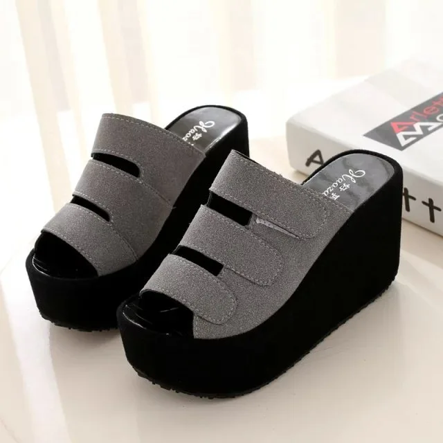 Kapcie damskie moda letnia kapcie z zamkniętymi palcami damskie 2 platformy kliny kapcie damskie wysokie sandały Plus rozmiar