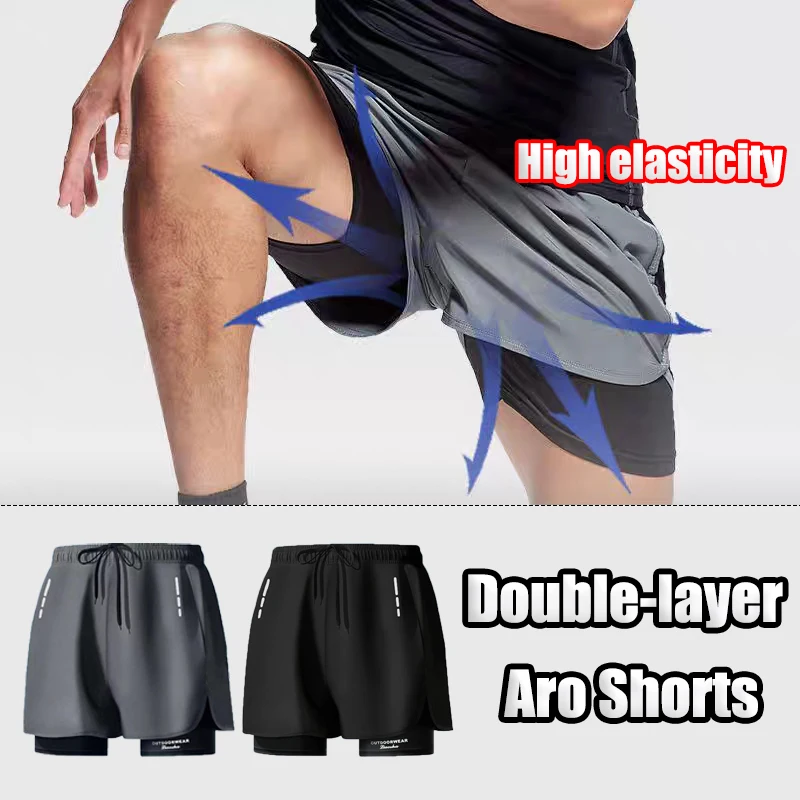 

Men's Double-layer Quick Drying Aro Shorts Outdoor Sports Running Beach Travel Fashionable Comfortable Training Pants Clothing