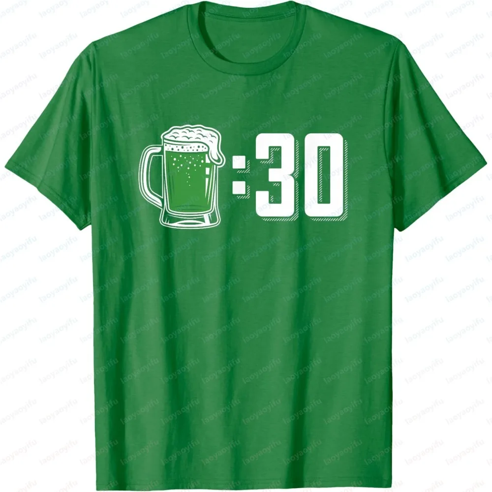 Green Beer 30 St Patrick's Day Drinking Party Print Men T-Shirt Summer Fashion Short Sleeve Cotton Tee Irish Holiday Party Tops
