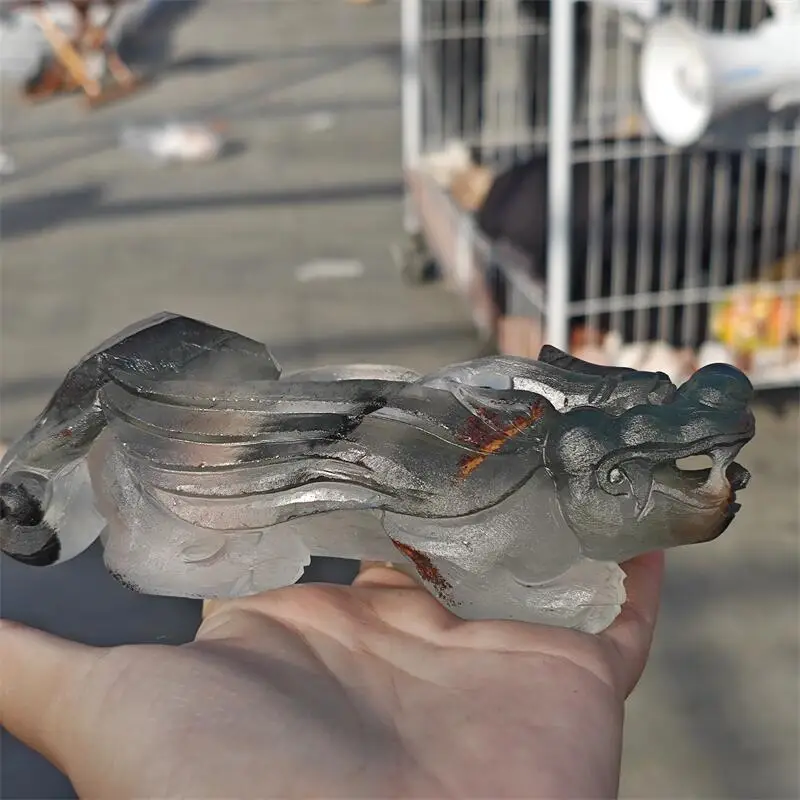 

Natural Crystal Quartz Pixiu Carving Reiki Figurine Home Office Desktop Decoration DIY Holiday Gift 1PCS