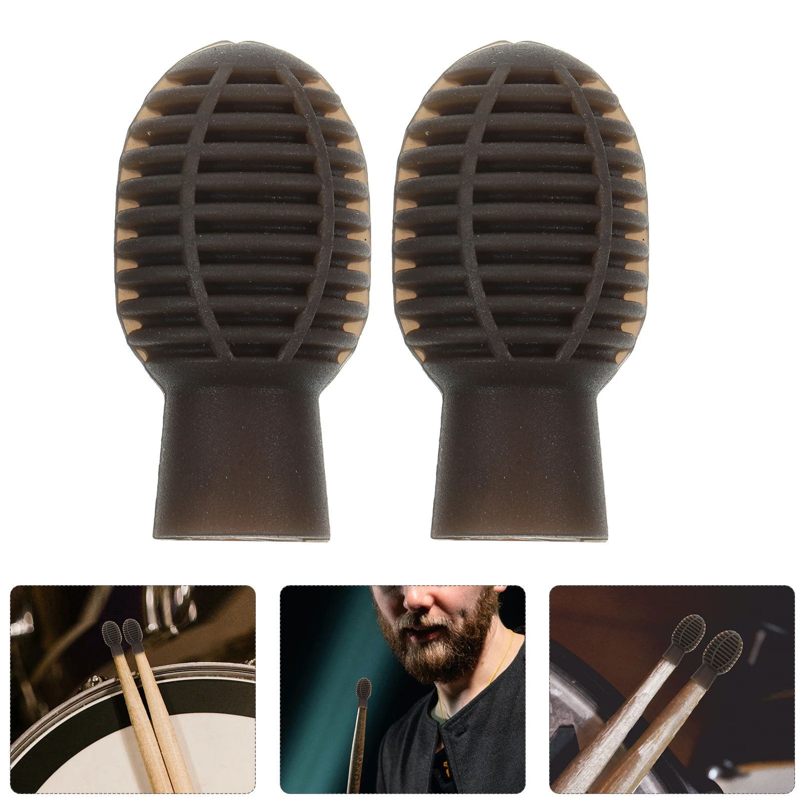 

2 Pcs Drum Kit Silicone Head Stick Drumstick Silica Gel Musical Instrument Accessories for Beginners