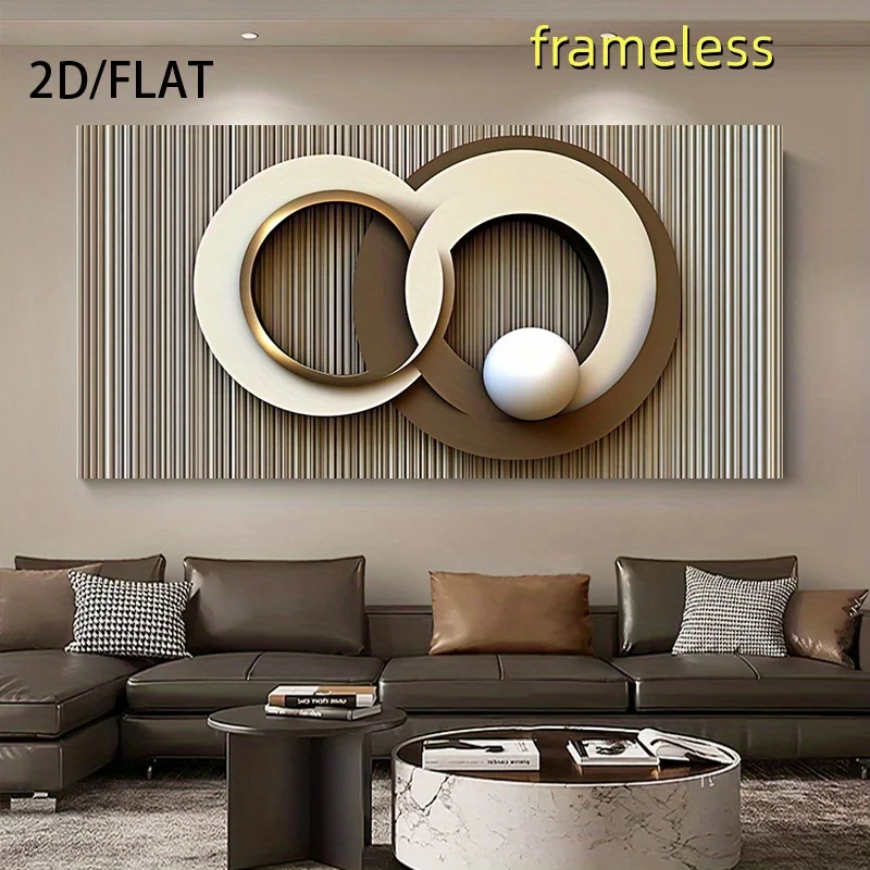 A Minimalist Abstract Geometric Design Poster and Decorative Painting Featuring Intersecting Circles in Neutral Tones, Suitable