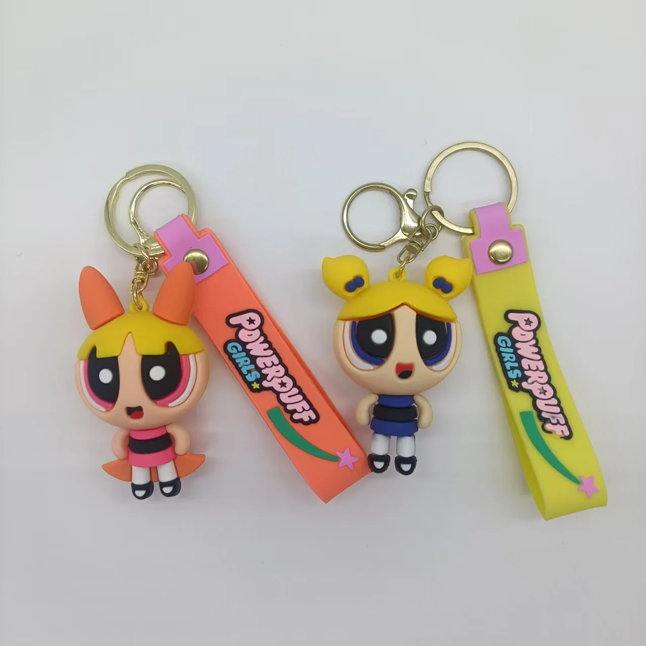 6 cm klassischer Anime-Cartoon Powerpuff Girls Schmetterling Schlüsselanhänger Herren- und Damenanhänger kleine Ornamente süße Geschenke – Detail 4
