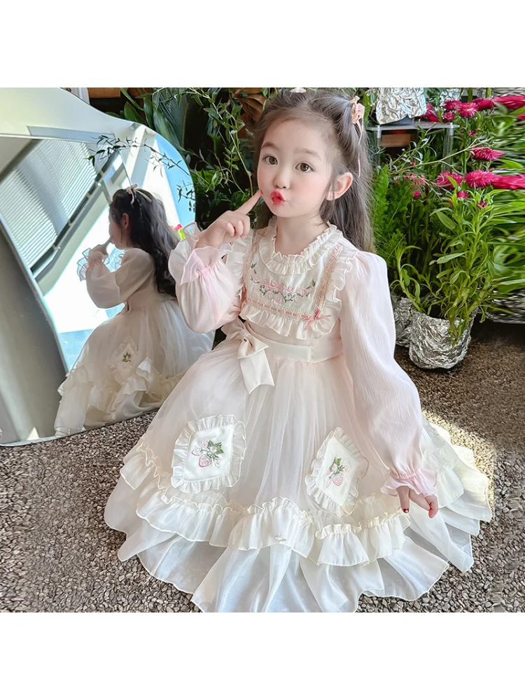 Girl\'S Lolita Princess dress2024new autumn baby girl dress autumn skirt CHILDREN\'S autumn models dress