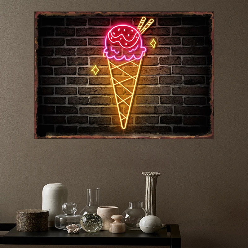 Neon Food and Drinking Metal Tin Sign Bar Club Poster Cafe Wall Decoration Beverage Shop Plaque Living Room Iron Plate Painting