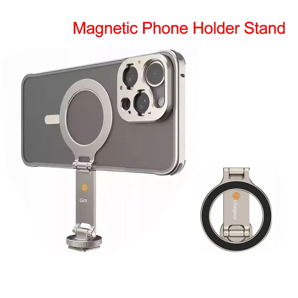 Fotorgear Portable Magnetic Phone Holder Stand with Cold Shoe Mount Foldable Holder For iPhone Xiaomi Galaxy Huawei  Phones