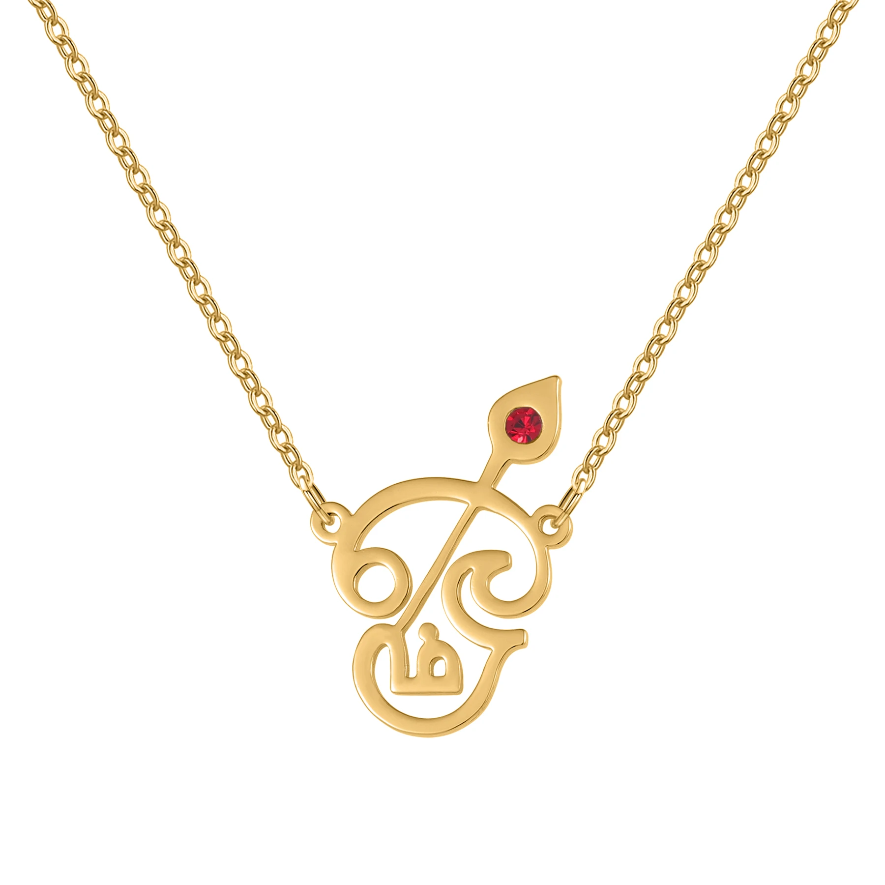 India Tamil Om Symbol Pendant Stainless Steel Necklace Birthstone Om Shiva Symbol Yoga Vintage Jewelry Holiday Gift for Women