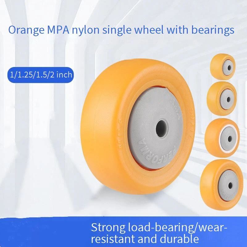 

4 Pcs/Lot Orange Yellow MPA Nylon Bearing Single Wheel Roller Furniture Equipment Small Pulley 1/1.25/1.5/2 Inch Caster