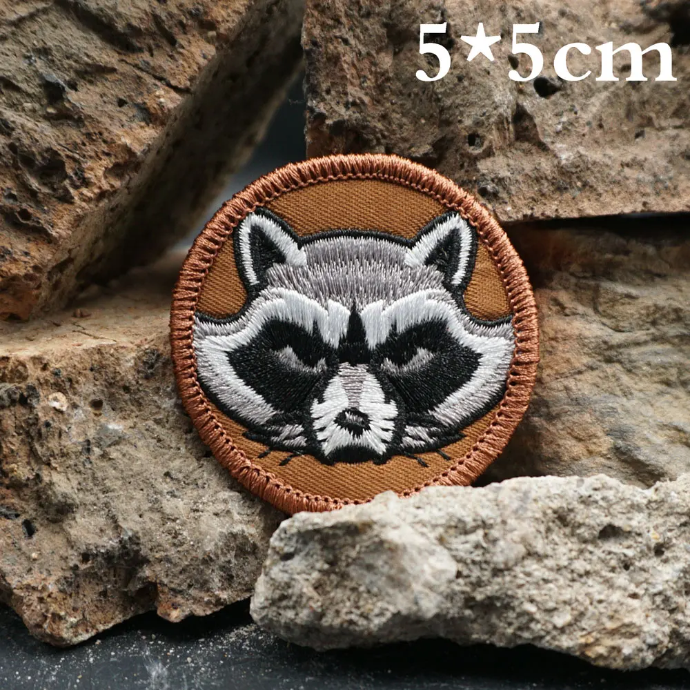 Angry Raccoon Patrol Tactical Embroidery Patches for Backpacks and Clothing military Accessories with Hook back