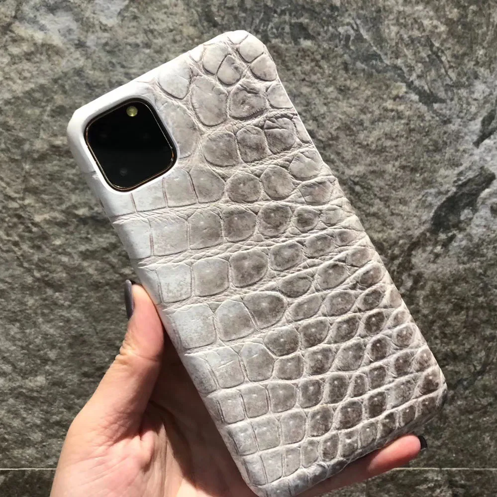 

Stock Natural Crocodile Belly Skin Case For iPhone 11 12 13 14 15 Pro Max Plus Mini Real Genuine Alligator Cayman Leather Cover