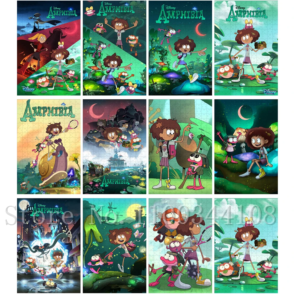 Disney Amphibia Jigsaw Puzzles 300/500/1000 Pieces Cartoon TV Show Wooden Puzzles for Children Intelligence Education DIY Toys