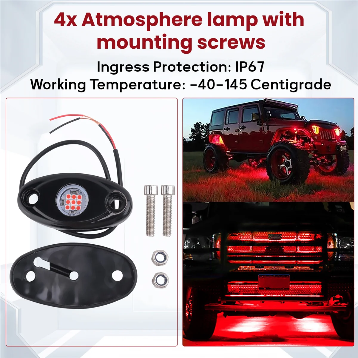 QUAI-IT4 القرون LED مجموعة أضواء الصخور مقاوم للماء Underglow LED النيون درب تلاعب أضواء لشاحنة جيب ATV رابتور الطرق الوعرة