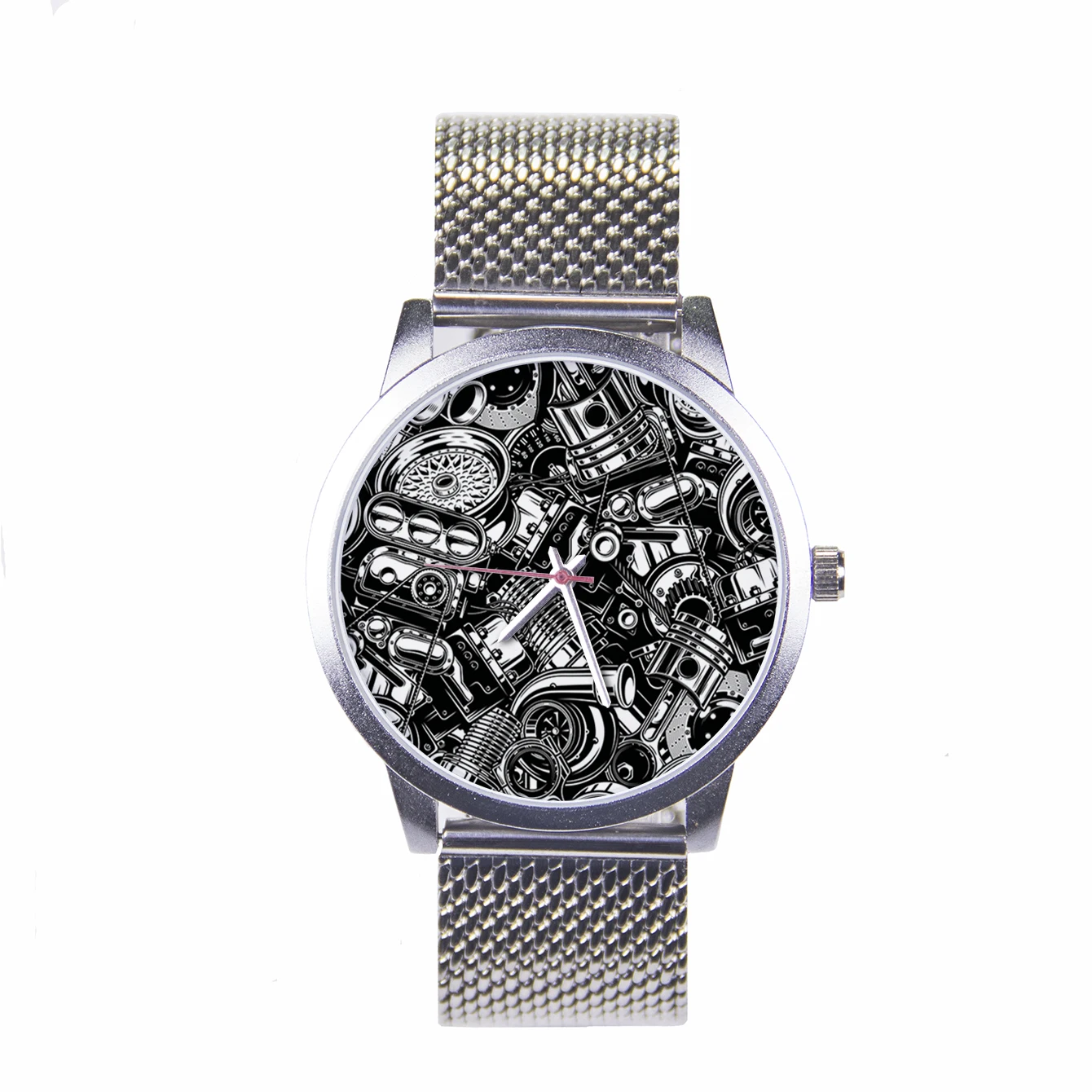 

Silver Case Vintage Watch Men Wrist Original Mechanical Style Rare Watches Individuality Leisure Unique Cool Digital Printing