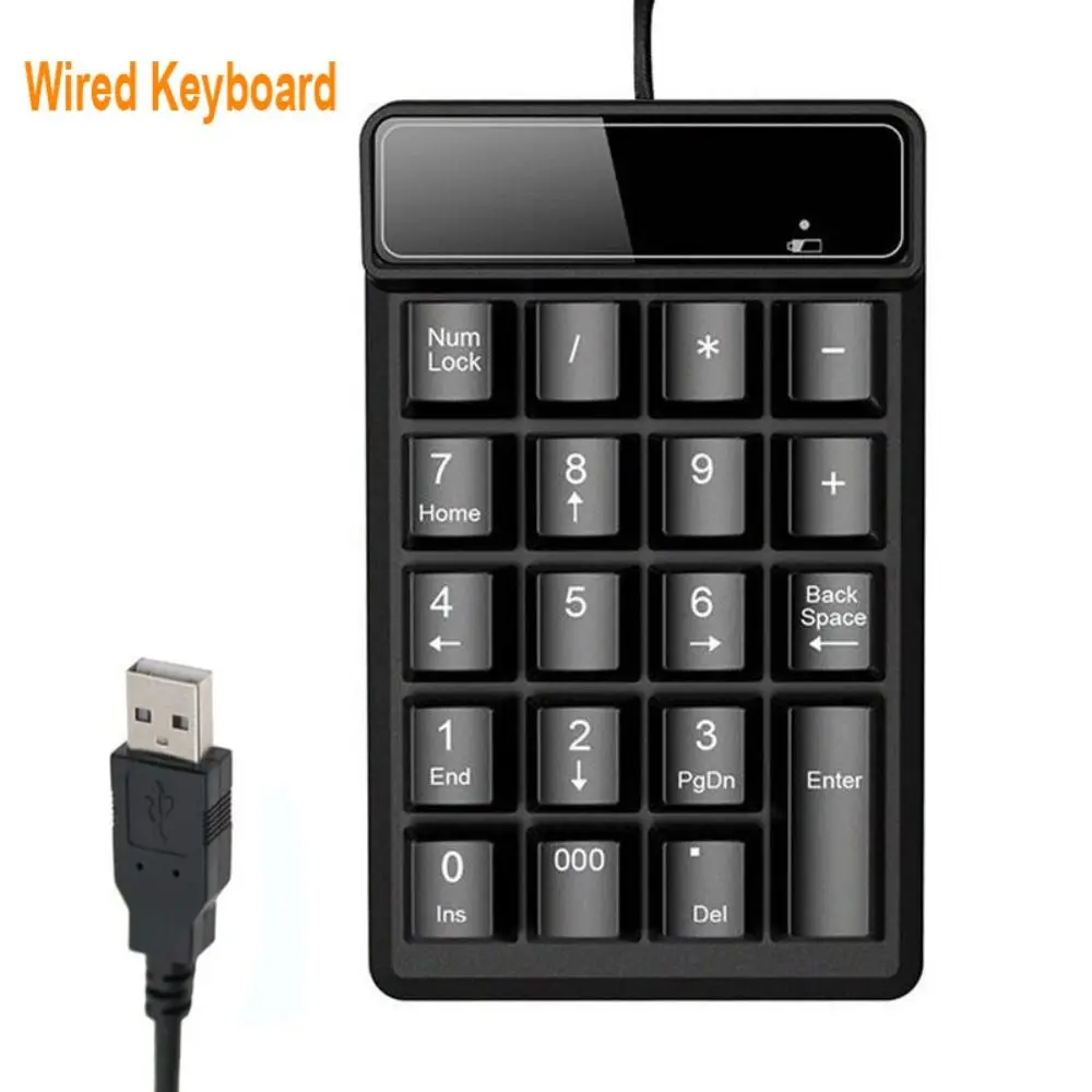 

New 2.4GHz Wireless Wired Keyboard Mini Floating Key USB Numeric Keypad Numpad Receiver Accounting Laptop PC 19 Keys Number Pad