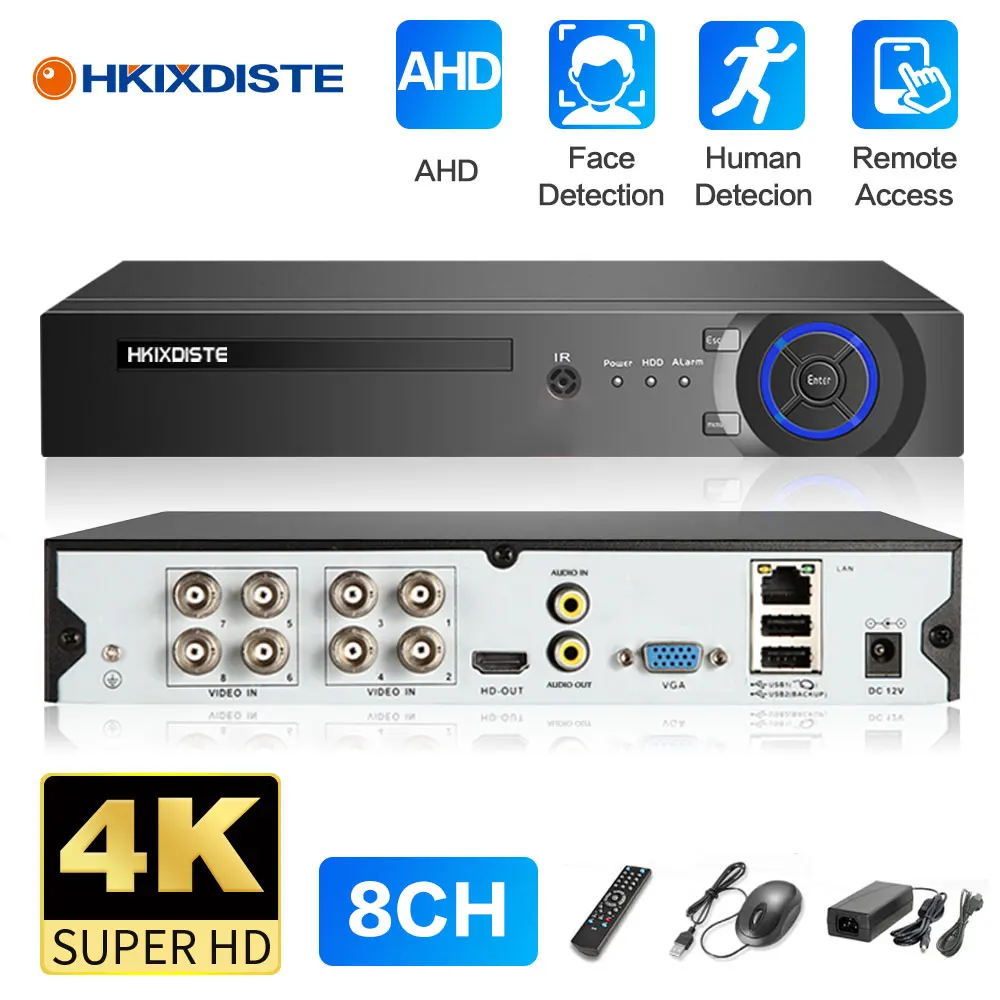 

8CH 8MP 4K Video Surveillance AHD DVR Audio Face Detection 8 Channel Hybrid DVR NVR 6 in 1 H.265+ XVI TVI CVI NVR AHD DVR Xmeye