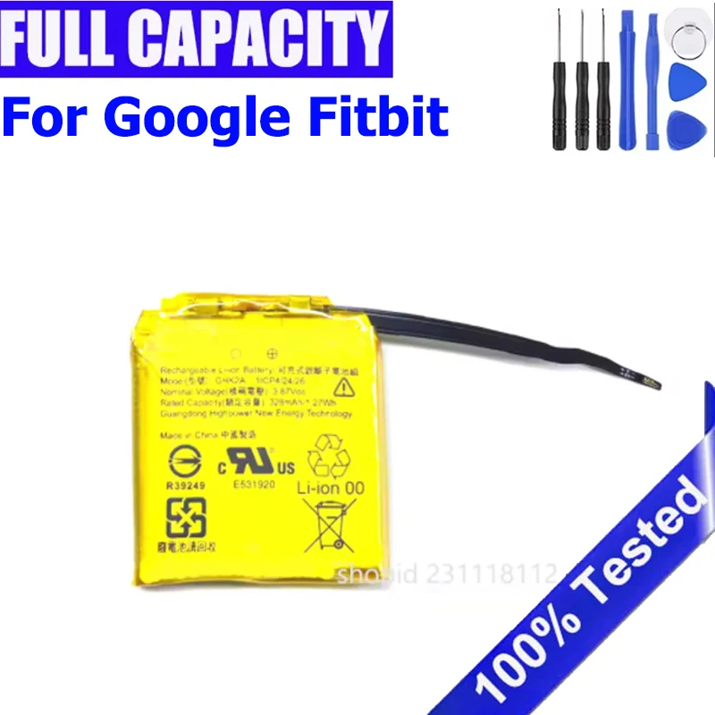 For Google Fitbit Smart Watch Battery 3.87VDC 328mAh GHK2A Rechargeable  Bateria
