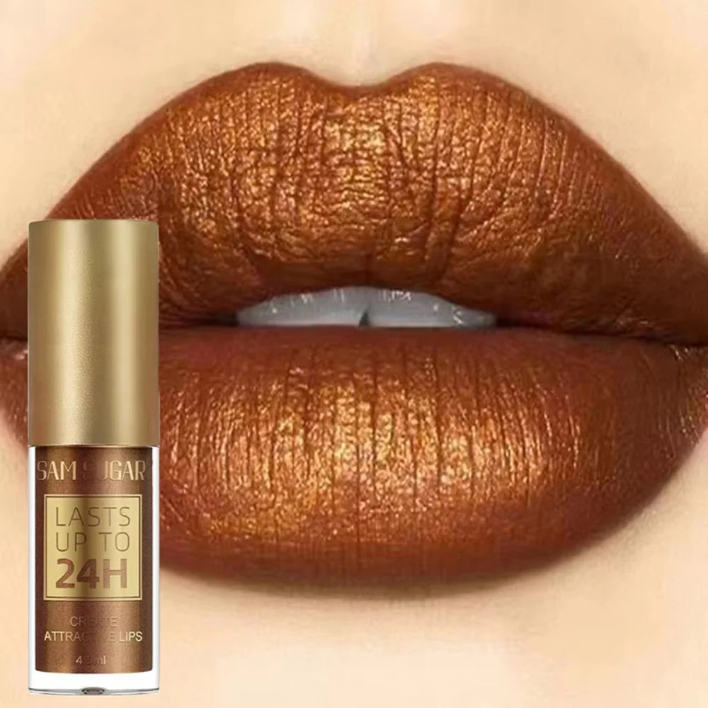 6-kleuren glitter metallic lip glazuur glanzende langdurige lipgloss waterdichte vloeibare lippenstift make-up lipolie lip tint geschenken