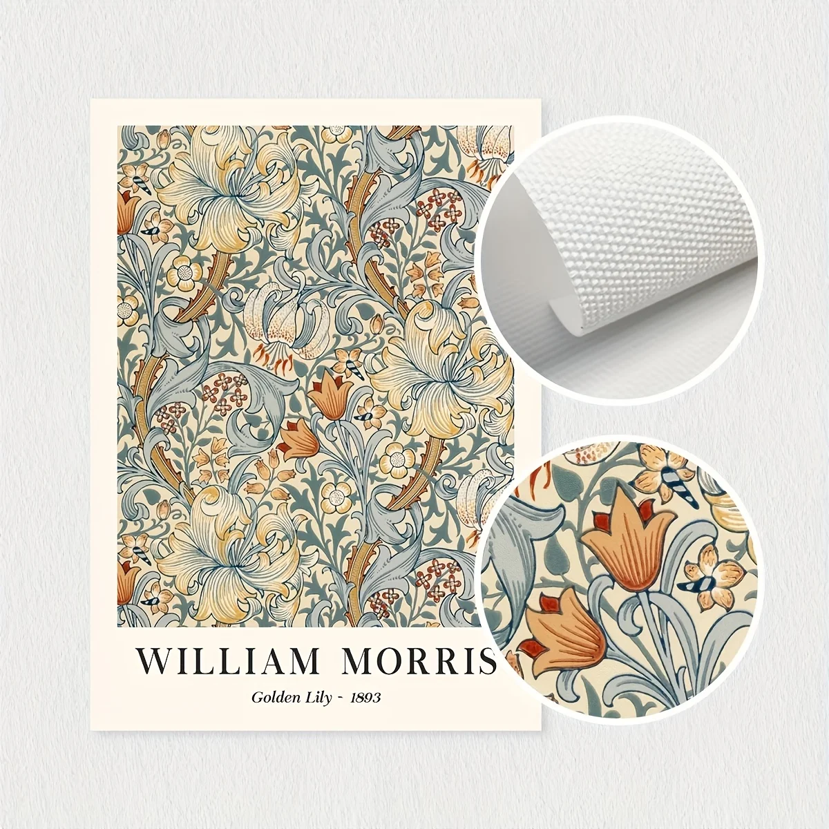 3 قطع من لوحات الحائط القماشية المؤطرة - مطبوعات زهور نباتية نابضة بالحياة من ويليام موريس، فن حديث لغرفة المعيشة وغرفة النوم والمكتب D #5