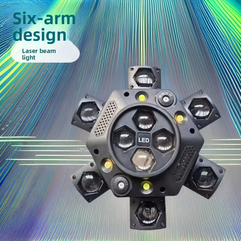 

6-Head rotating light KTV whirlwind voice-activated flash laser ambient laser light pattern six-arm diamond
