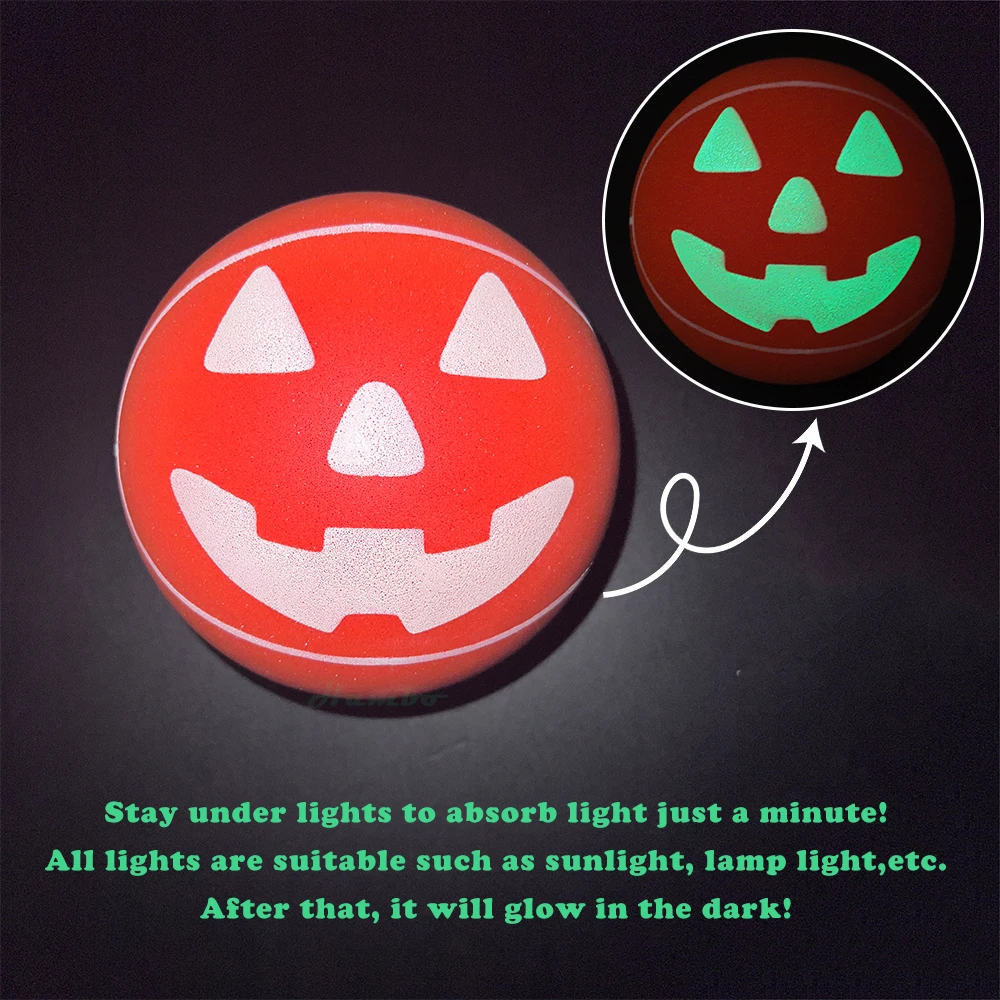 كرة الهالوين الانارة مقاس 3 تمتص الضوء يتوهج في كرة اليقطين الصامتة الناعمة الداكنة للمهرجانات لعبة كرة إسفنجية كذاب