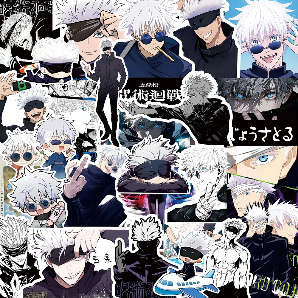 10/30/75pcs Cool Anime Jujutsu Kaisen สติกเกอร์ Satoru Gojo Decals สเก็ตบอร์ดแล็ปท็อปรถจักรยานยนต์กันน้ําคลาสสิกของเล่นสติกเกอร์