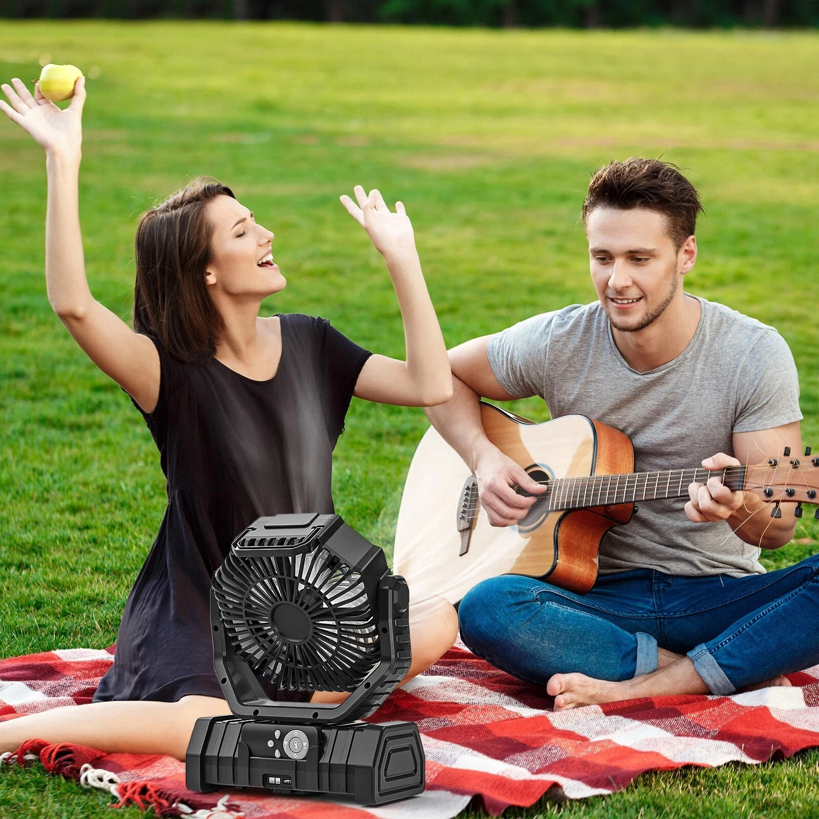XIAOTREE Camping Fan 20000mAh Battery Powered Fan Rechargeable with LED Light Portable Outdoor Tent Fan with Hanging Hook image 4