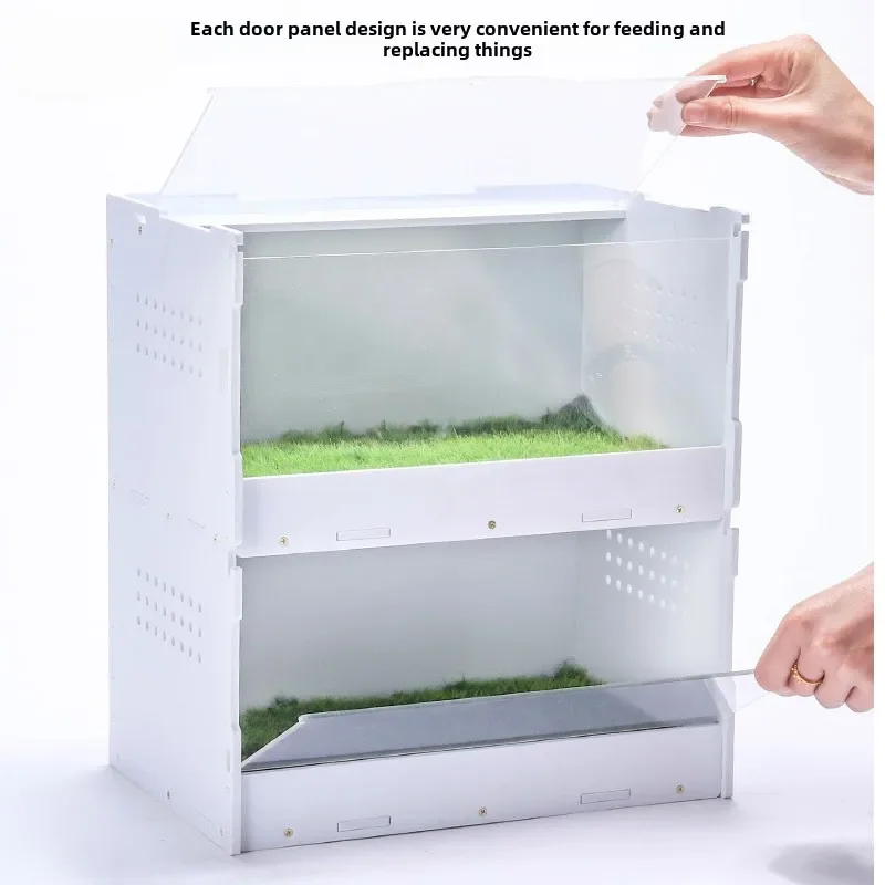 Acrylic Reptile Feeding Box, Incubator Tortoise, Hermit Crab Tank Supplies, Climbing Pet Box,S(30*21*32.5cm),L(40*30*37.5cm)