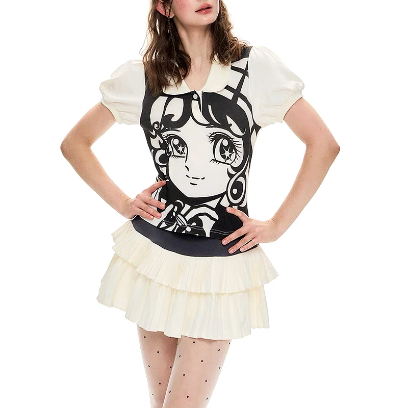 

Cartoon Print Streetwear T-shirt Harajuku Clothes Fashion Girls T Shirt Short Sleeve Summer Tee Casual Female O-Neck Top SL128