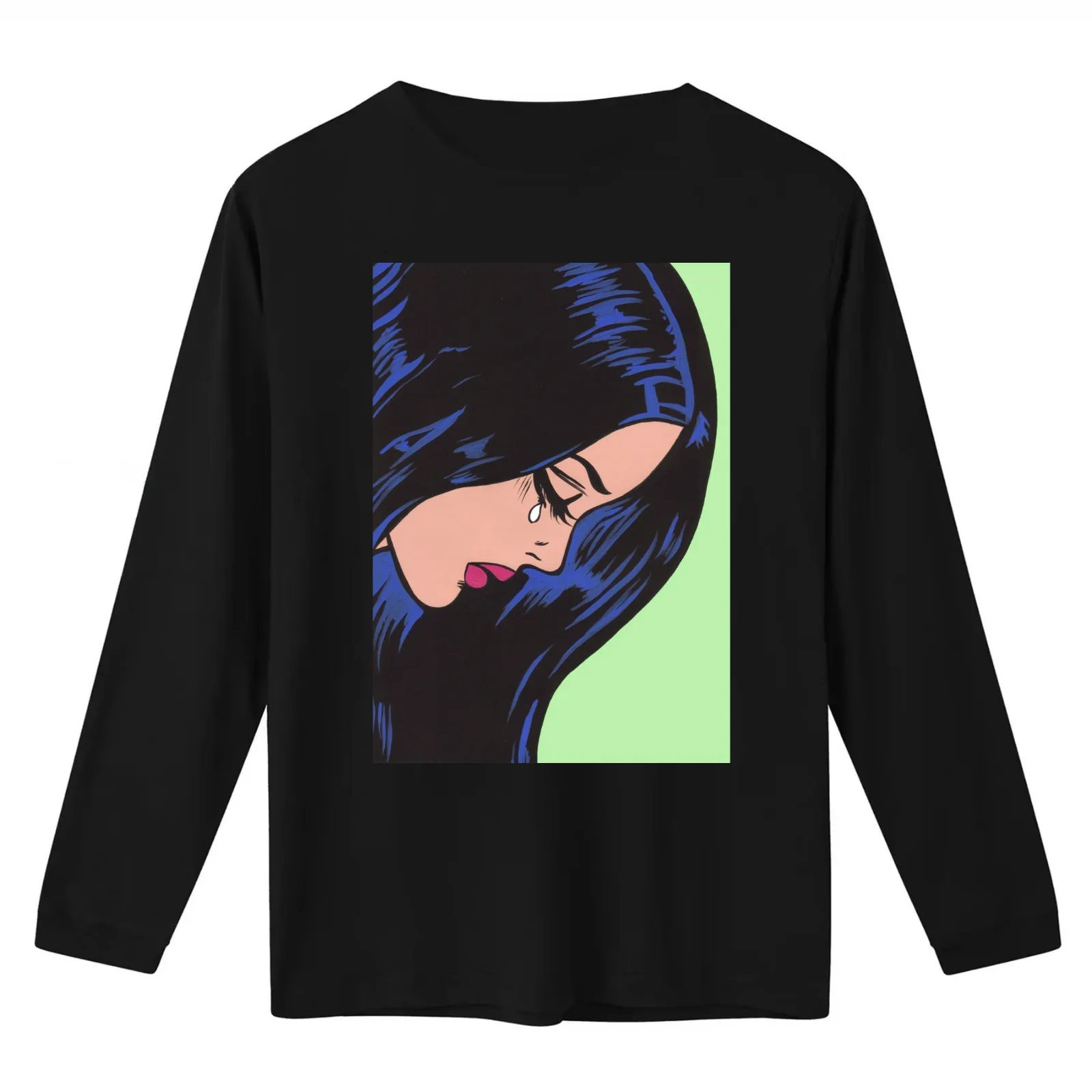 Crying Comic Girl T-Shirt Summer Casual Cotton Tee Oversized Streetwear Tops Vintage Graphic Print Loose Fit Short Sleeve