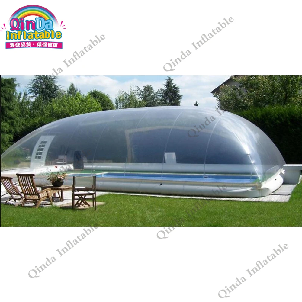 Commercial Customized Durable Inflatable Pool Tent ,0.6Mm Pvc Clear Inflatable Pool Cover Tent With Air Pump And Air Blower