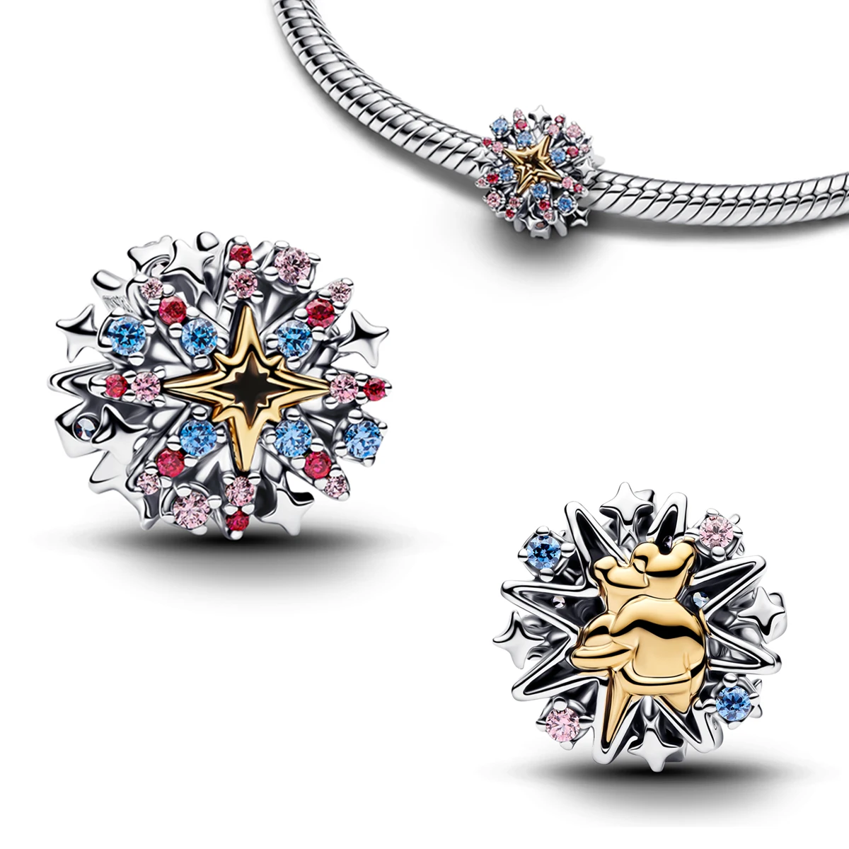 Hot Sale Original 925 Sterling Silver Red Bird Love Dog Flower Glass Bead Pendant Bracelets Necklaces Womens DIY Jewelry Gift view 5